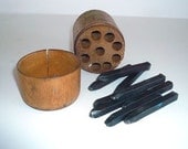 Antique Chasing Tool Steel Shank Set Numbers Wood Case