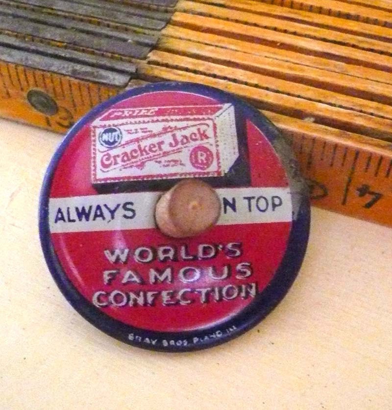 Antique Cracker Jack Tin Lithograph Always On Top Spinner