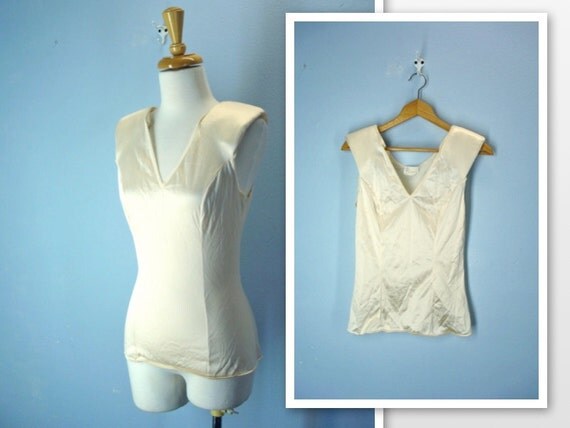 1960s Camisole / Vintage Padded Shoulder Camisole by SnapVintage