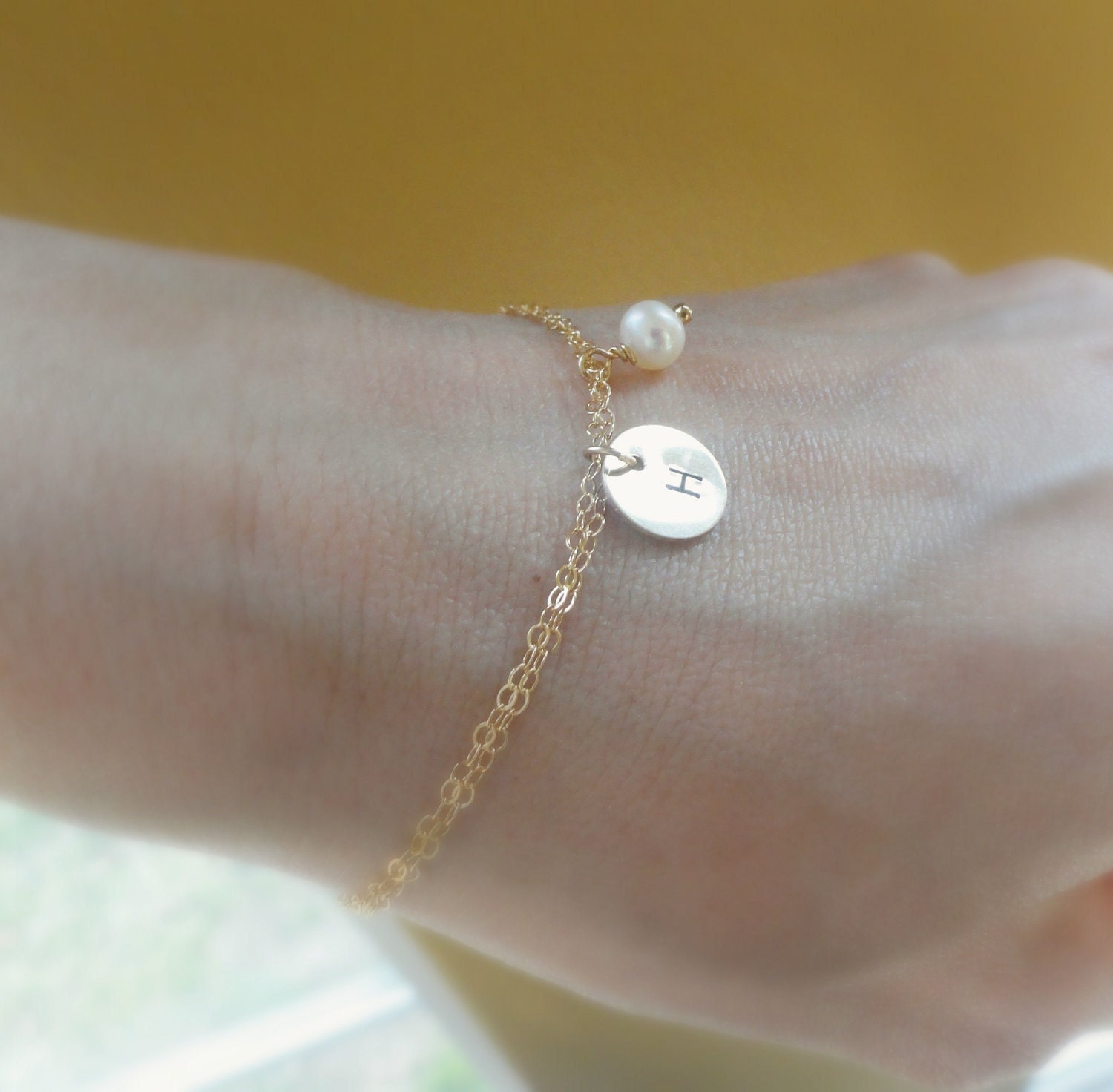 Personalized jewelry, gold initial bracelet, birthstone bracelet, hand stamped initial, Bridesmaid gifts, Minimal jewelry