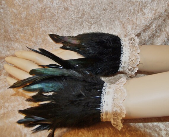 Black Feather Wrist Cuffs