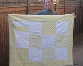 Yellow and White Vintage Chenille Quilt SUNSHINE patchwork large lap quilt throw blanket beach quilt housewarming gift