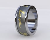 Your Handwritten Message in 14K Gold Inlay  Cobalt Chromium Ring