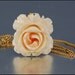 Carved Ivory PINK ROSE Bone Vintage Necklace
