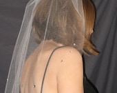 Rhinestone Bachelorette Veil with white tulle netting - READY to ship