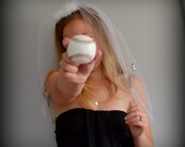 BASEBALL bride BACHELORETTE VEIL with rhinestones - Ready to ship