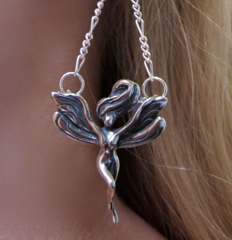 Silver Dancing Fairy Ear Cuff Chevron