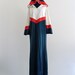70s CoLor bLocK HooDed CafTan LounGeWeaR BeaCh Swim CoVeR Maxi DreSs . One Size . SML . D066