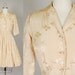 vintage 1950s dress full skirt silk brocade designer taupe cocktail wedding belt