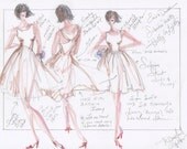 Wedding Dress Sketch, Your Custom Design with Fabric Suggestions