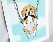 Swinging Beagle - Eco-friendly 7x9 Print
