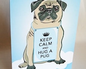 Keep Calm Fawn Pug Greeting Card