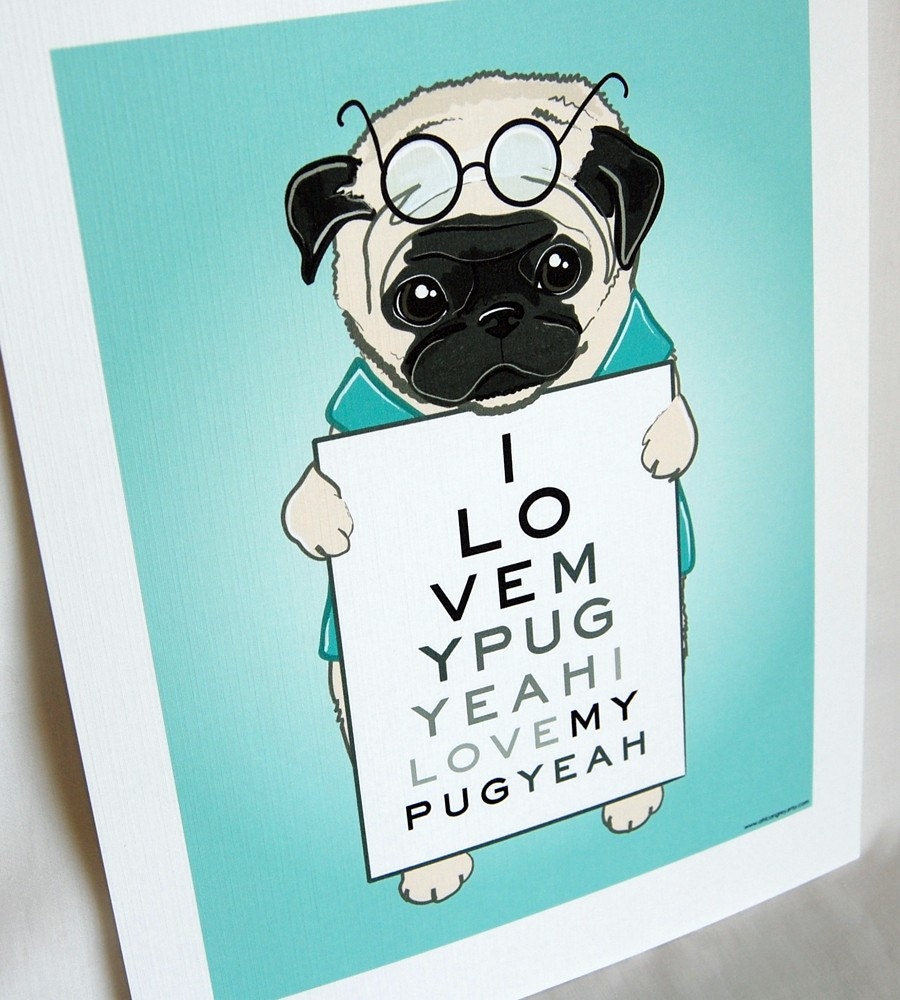 Eye Love Pugs - Eco-Friendly 7x9 Print