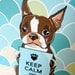 Keep Calm Brown Boston Terrier with Scaled Background - 7x9 Eco-friendly Print