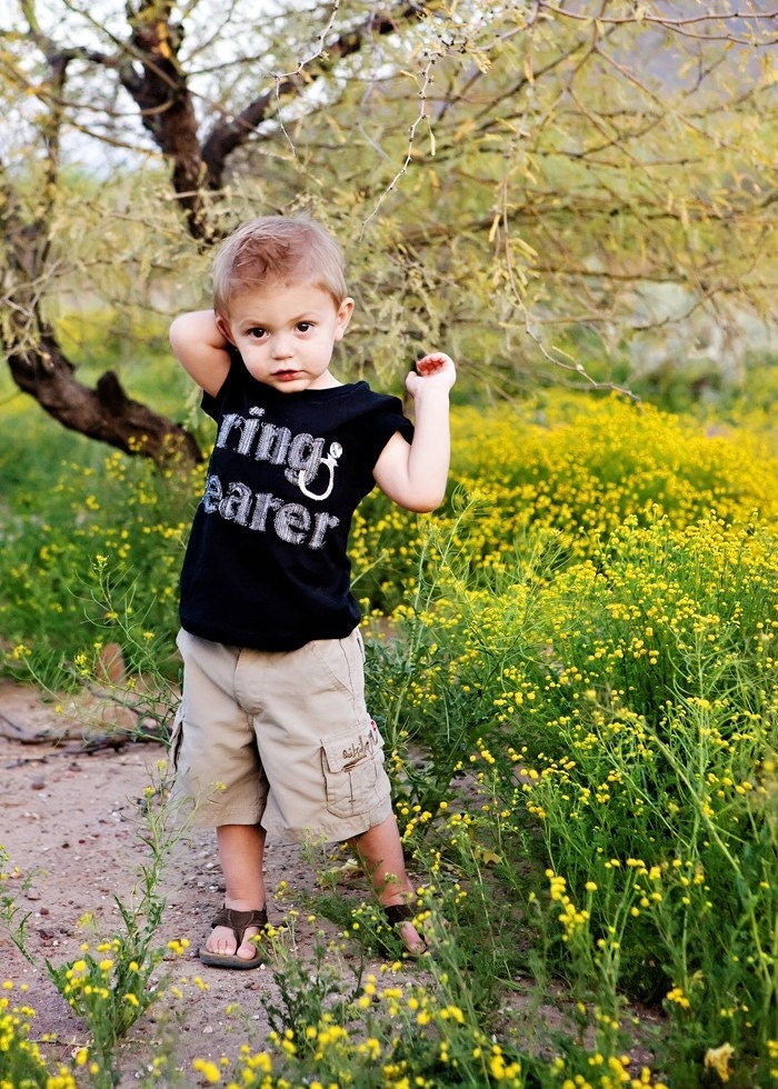 Embellished Ring Bearer Shirt..perfect for wedding rehearsal--available in short or long sleeves and bodysuit styles