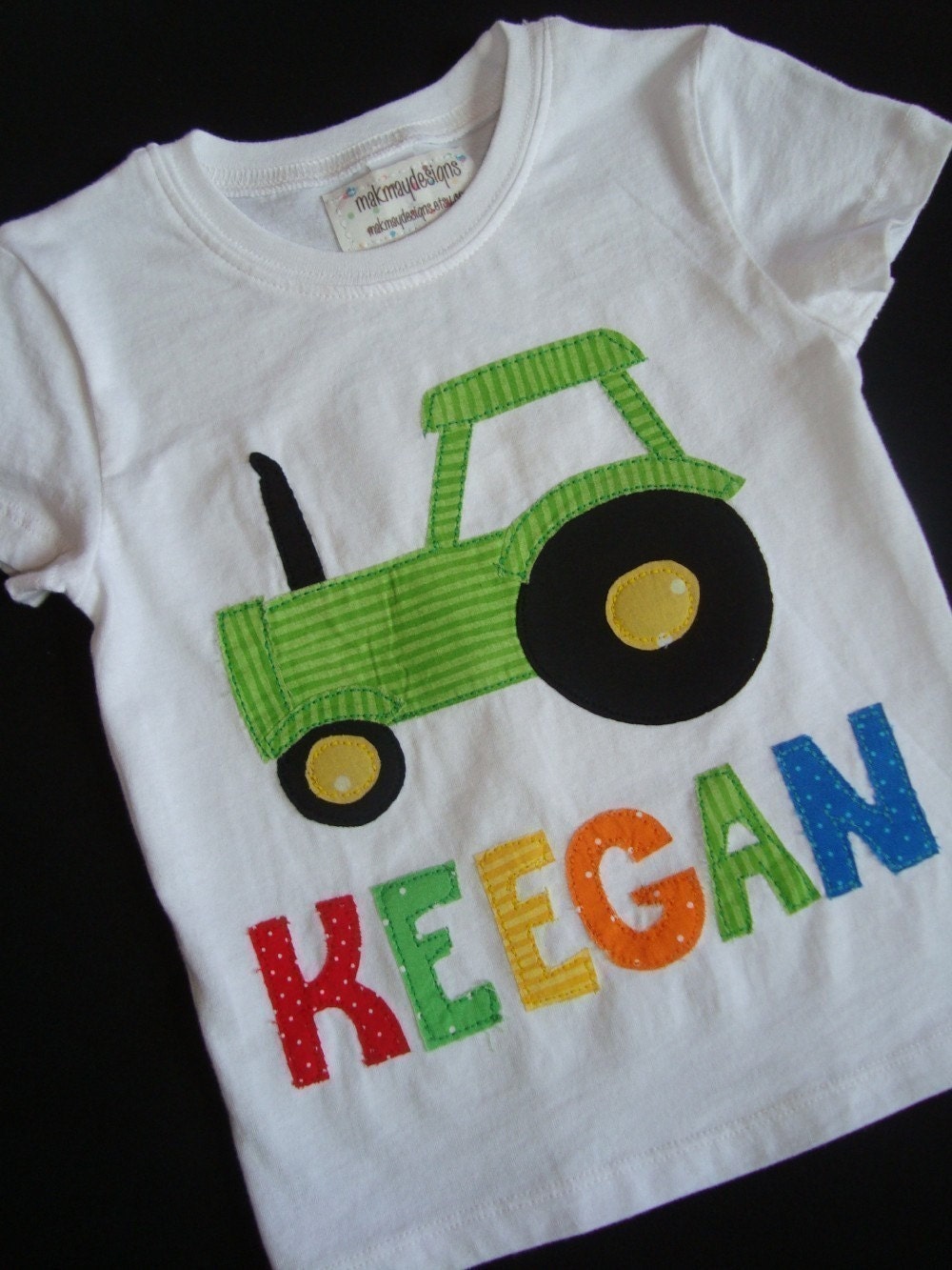 Big Green Tractor Personalized Shirt--available in short or long sleeves, tank or bodysuit styles