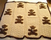 Brown Crocheted Teddy Bear Baby Afghan