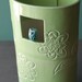 apple green window vase with owl