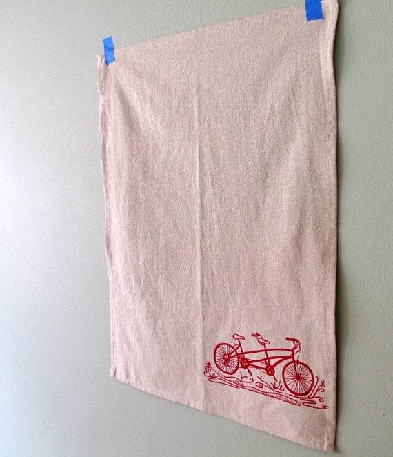 Cotton Kitchen Towel Tandem Bike in Red