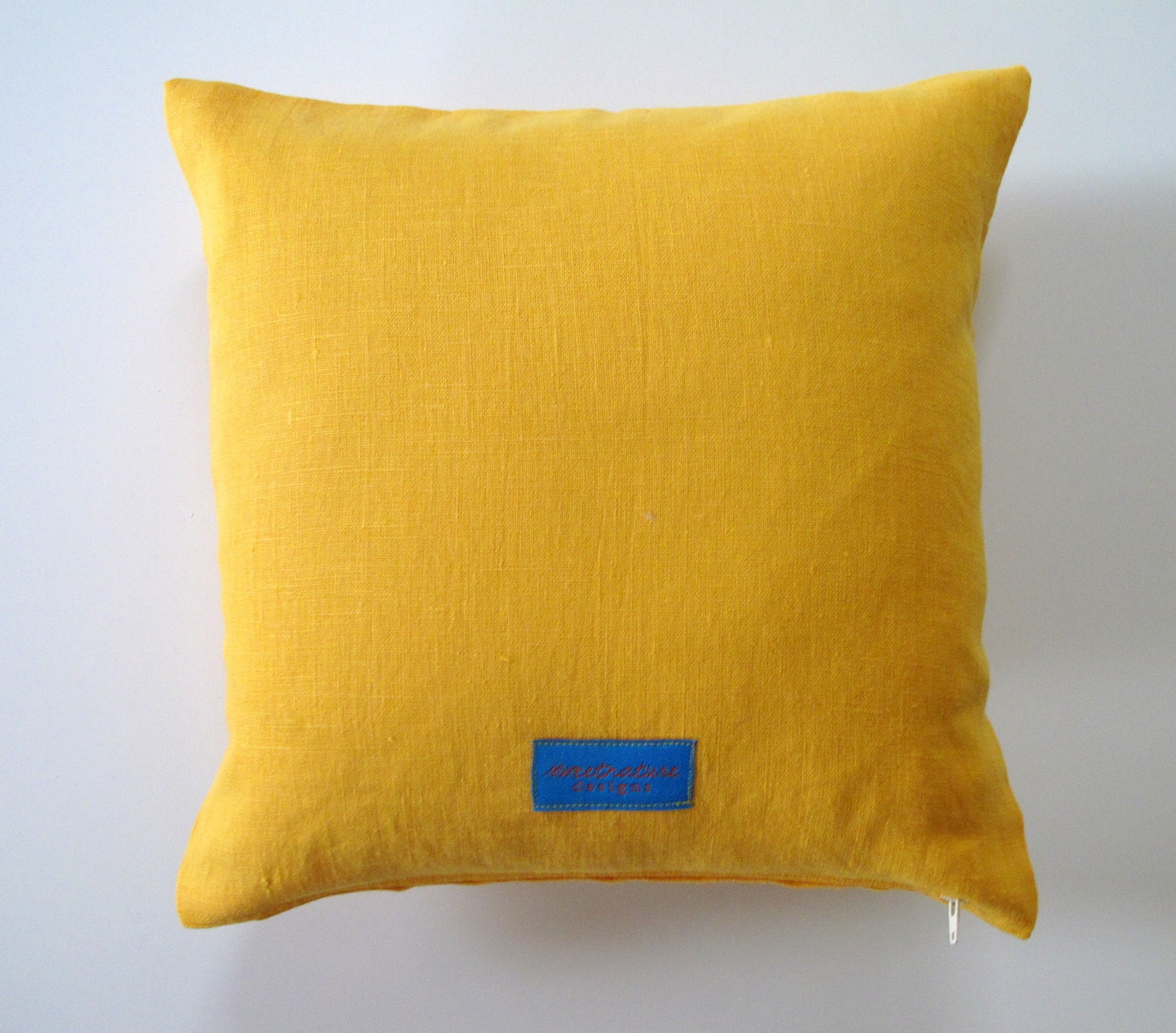 Pillow Cover - Cushion Cover - Believe in White on Mustard Yellow Linen - 12 x 12  inches