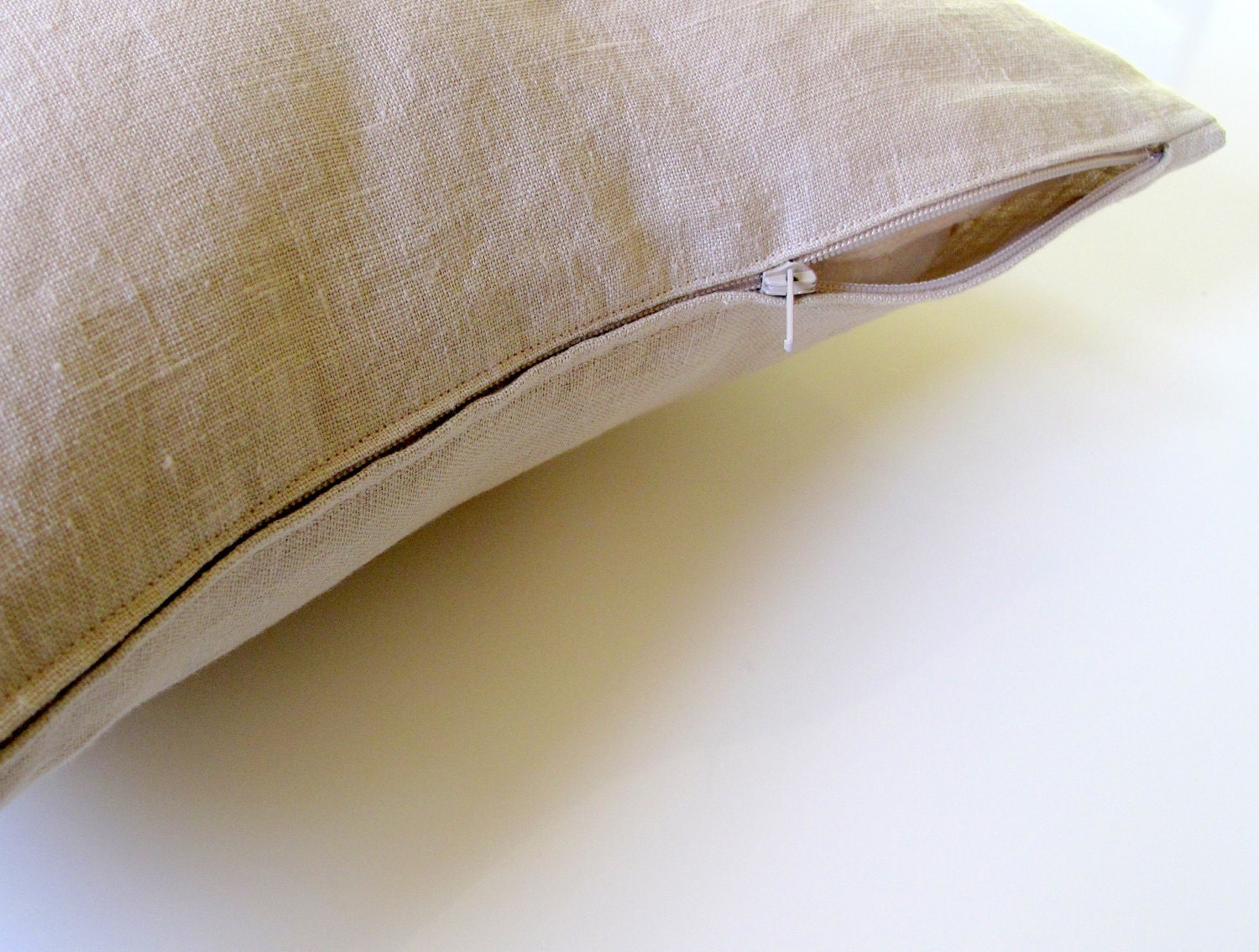 Pillow Cover - Cushion Cover- Love Flower in Magenta Pink on Natural Beige Linen - 16 x 16 inches