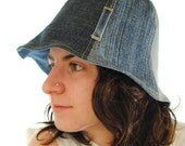 Denim Repurposed Jeans Cloche Hat - On sale