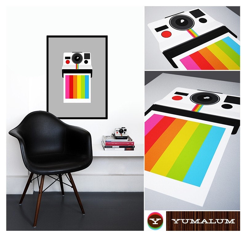 Polaroid poster print - Instant Rainbow - 50 x 70 cm large photography retro Land camera One Step SX70