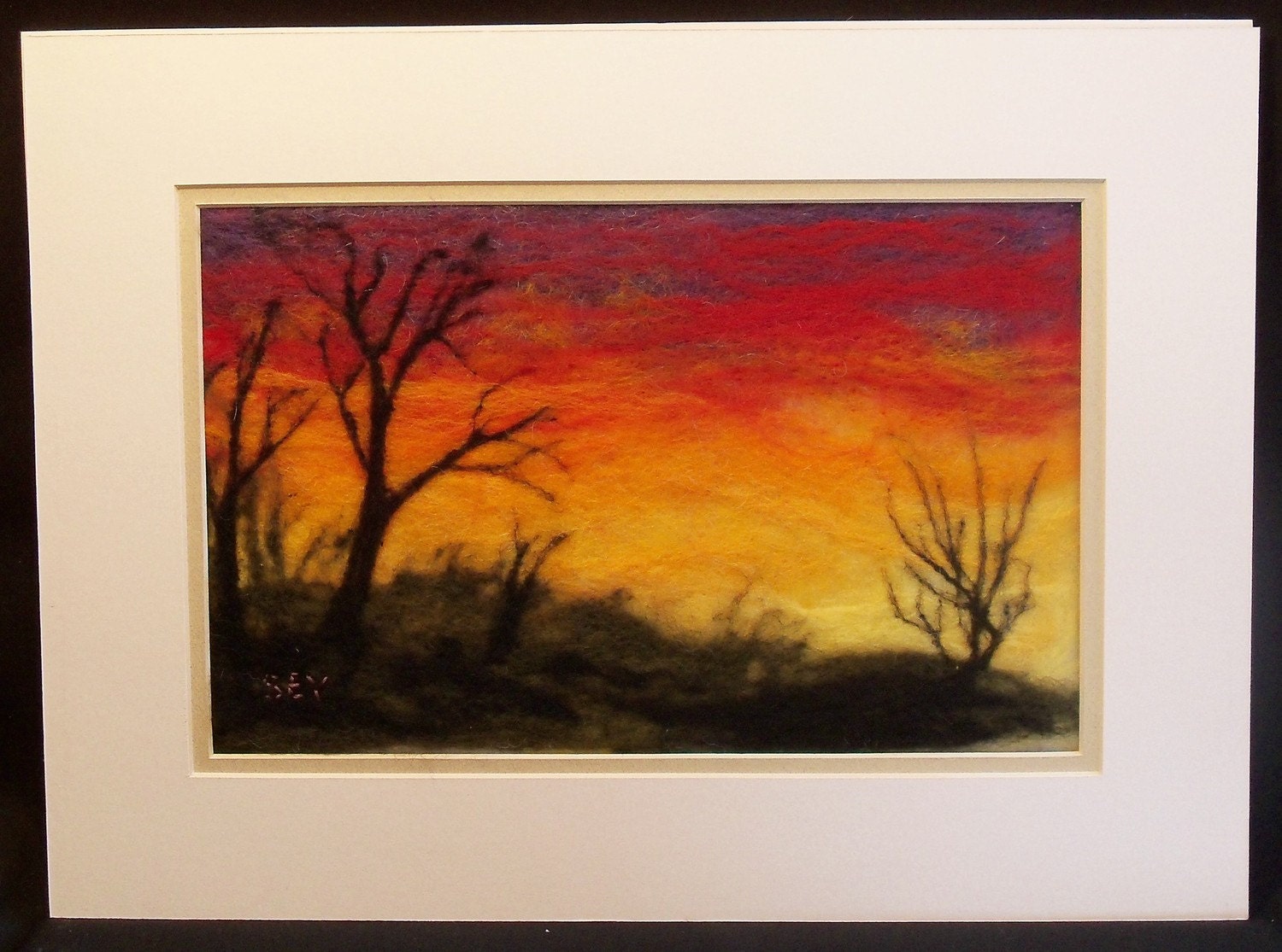 Needle Felted Wool Painting - Sunset