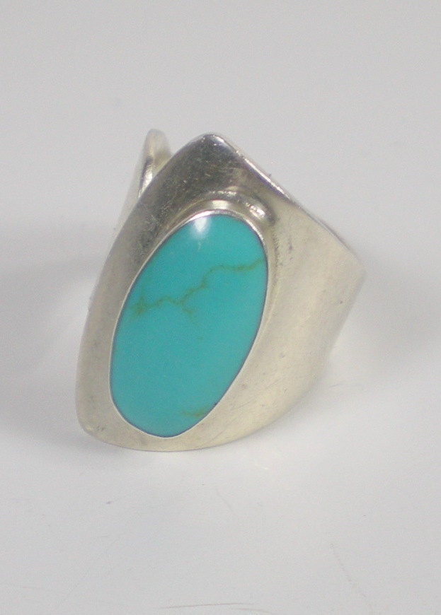 Turquoise Jewelry Ring Sterling Silver Mexico Vintage Jewelry