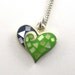 Heart Necklace Sterling Silver  With Mother Of Pearl Inlay Vintage Jewelry Blue Green Valentine's Day