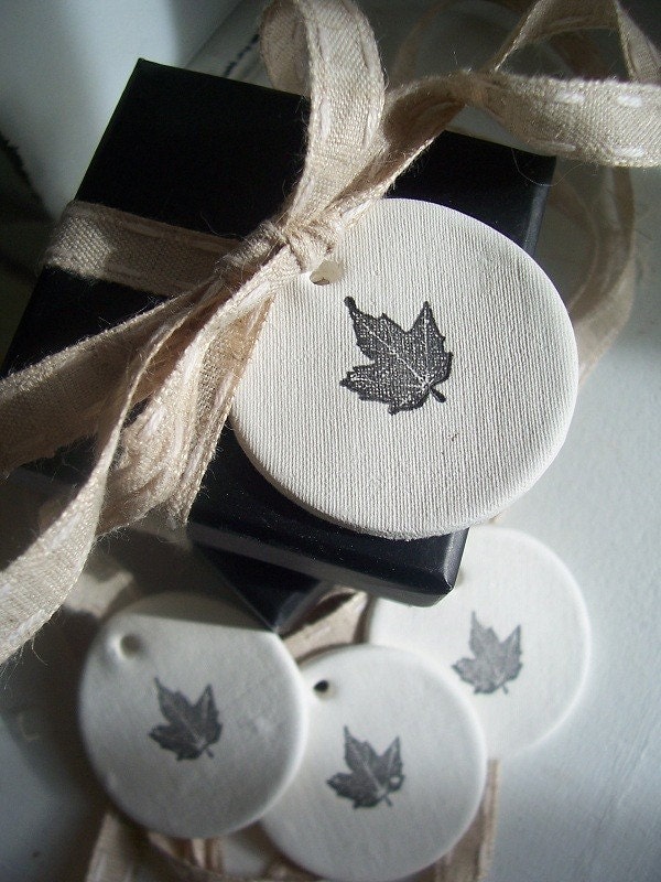 Sweet Leaf Clay Mini Tag - Set of 4