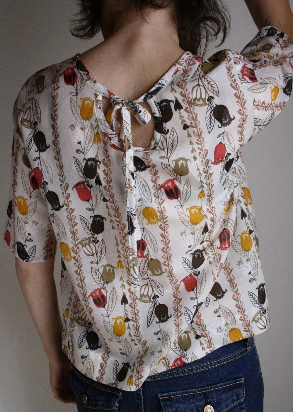 pin-tuck blouse -  posey print