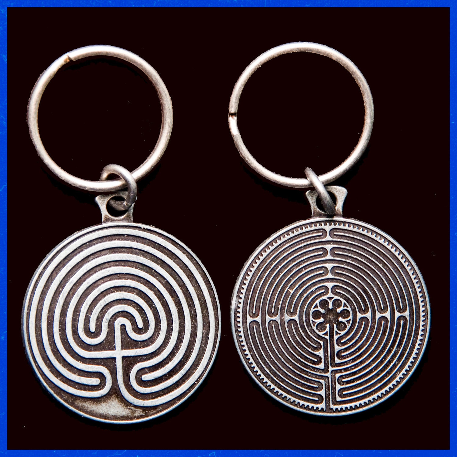 Labyrinth Key Chain- Pewter Tone - %20 Off - - SALE - sale - SALE - sale - SALE -