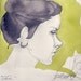 Jane Green Gouache and Crayon on paper figure drawing original signed