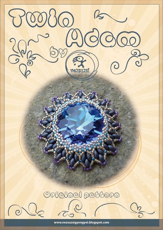pendant tutorial / pattern TwinAdam pendant with twin beads...PDF instruction for personal use only