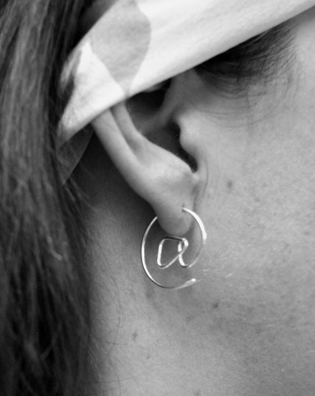 Earrings. Punctuation Collection. At Symbol. Twitter. Geek Style Modern Simple Sterling Silver. By Epheriell on Etsy.