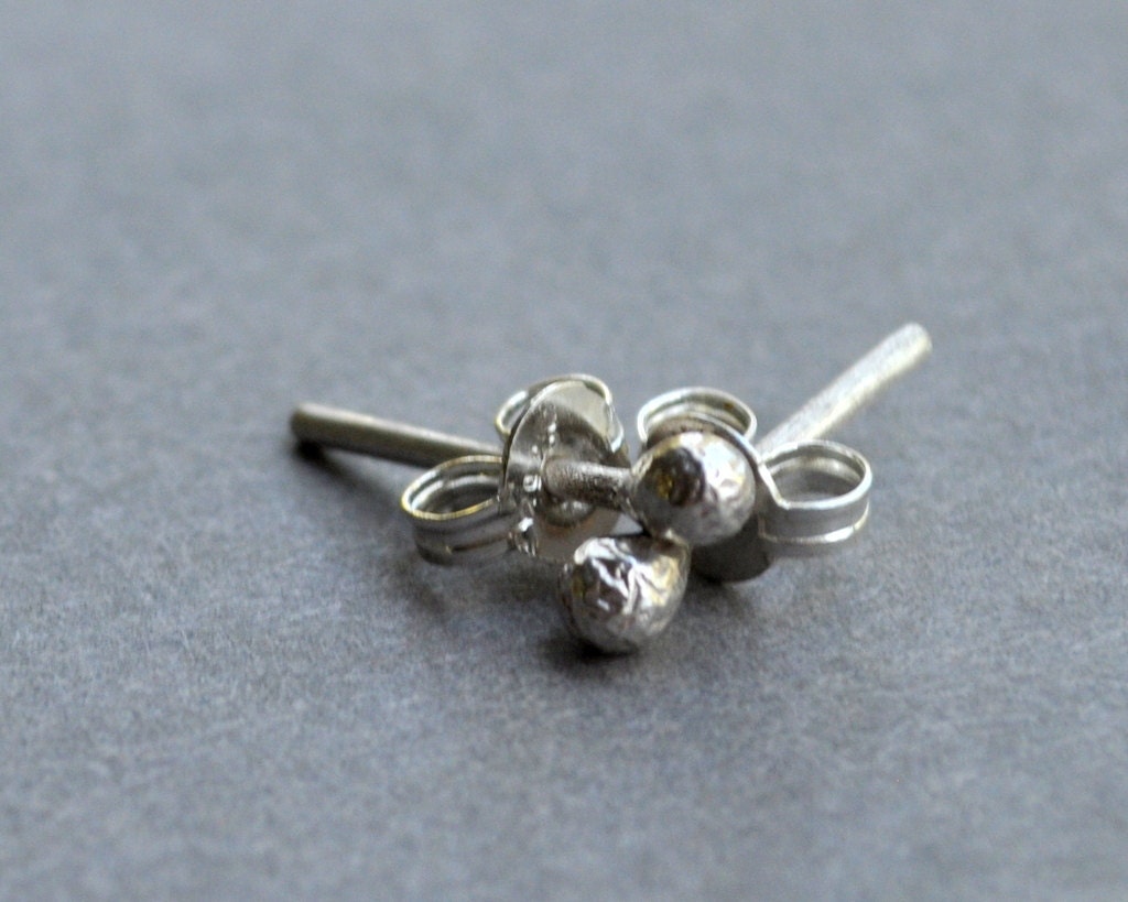 Earrings. Tiny Silver Studs. High Shine. Modern Contemporary Simple Elegant Design. Sterling Silver Jewelry. Handmade by Epheriell