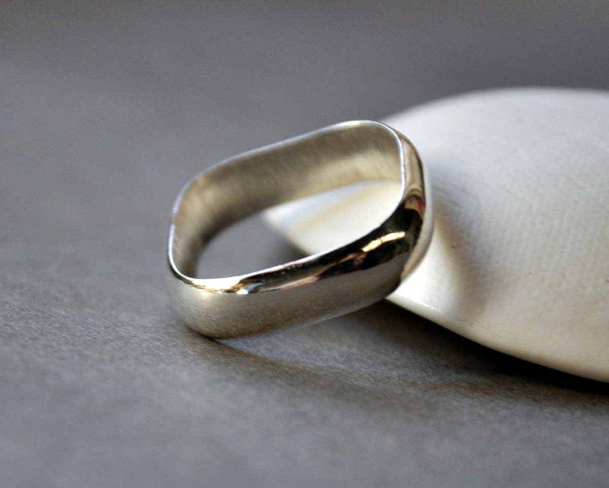 Square Ring. Wide Ring. Unisex. Men's Ring. Shine. Gloss. Modern Contemporary Simple. Sterling Silver. Jewellery. Jewelry. Handmade