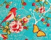 Blooms and Blossoms in Turquoise - Dutch design fabric