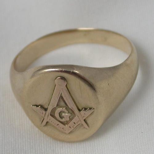 10K Yellow Gold Masonic Ring Size Nine and One by qualityvintage