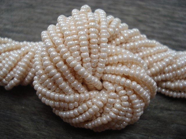 Going Out of Business Sale Buy 5, Get 6th FREE 11/0 Pearl Eggshell Czech Glass Seed Beads FULL HANK