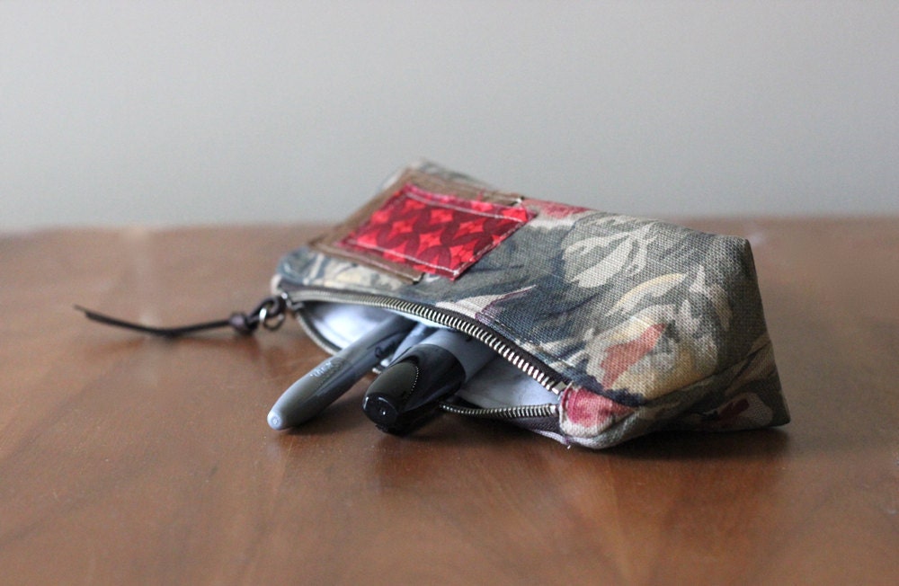 NEW Large Artist's Pouch Zippered Cotton & Recycled Leather