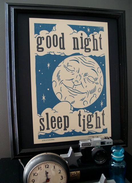 Good Night -Hand Printed Letterpress Poster
