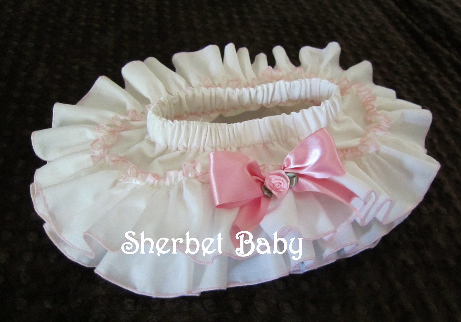 Cream with Pink Trim All Around Ruffle Sassy Pants Diaper Cover Panty Skirt Fabric Tutu This is Over the Top Cute