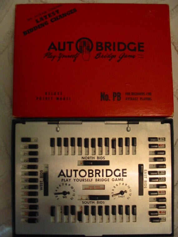 1959 AutoBridge Handheld Vintage Bridge Game Take It In The Car Or On The Plane