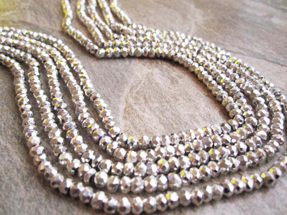 Silver Luster Pyrite Faceted Rondelles FULL STRAND