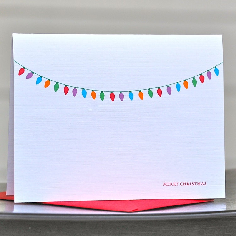 Christmas Card . Holiday Card Set . Personalized Christmas Cards - Chunky Christmas Lights