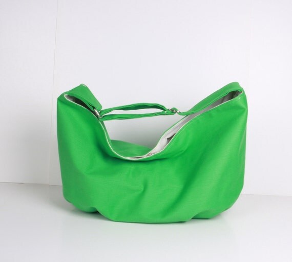 Hobo Bag ,handbag , Shoulder bag , Tote bag ,everyday bag Green with cream lining