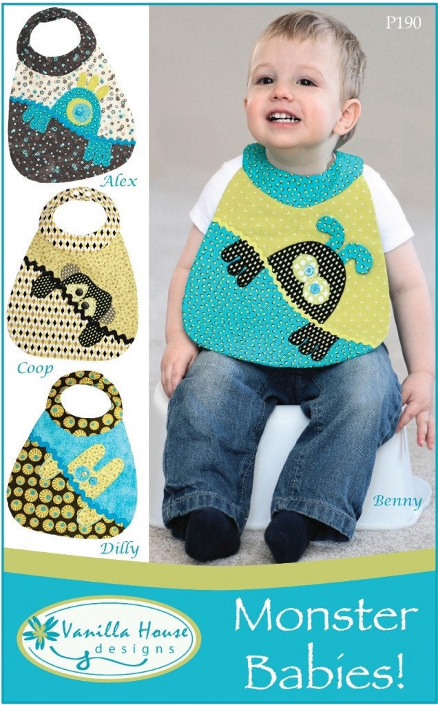 Monster Babies Bib Pattern Just Adorable Great Gift for Baby