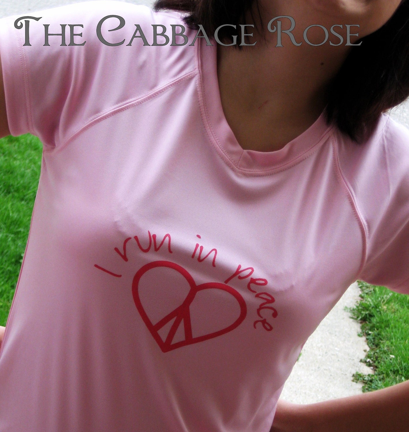 Ladies Performance Wear V-Neck Running T Shirt - I Run In Peace